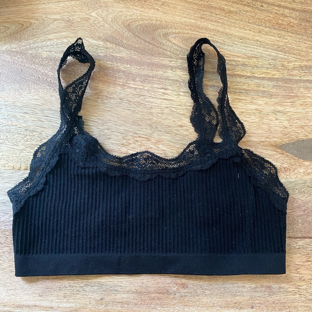 black lace tshirt bralette
